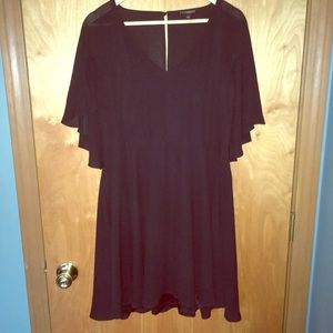 SOLD Black Flutter Sleeved Slip Formal Dress